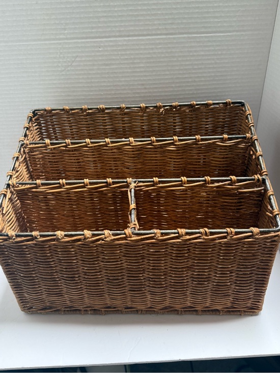 Other - Woven Rattan Desk Organizer Caddy in Warm Brown